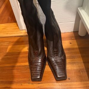 Italian Riviera del Brenta Dark Brown Leather Heeled Boots – Made in Italy